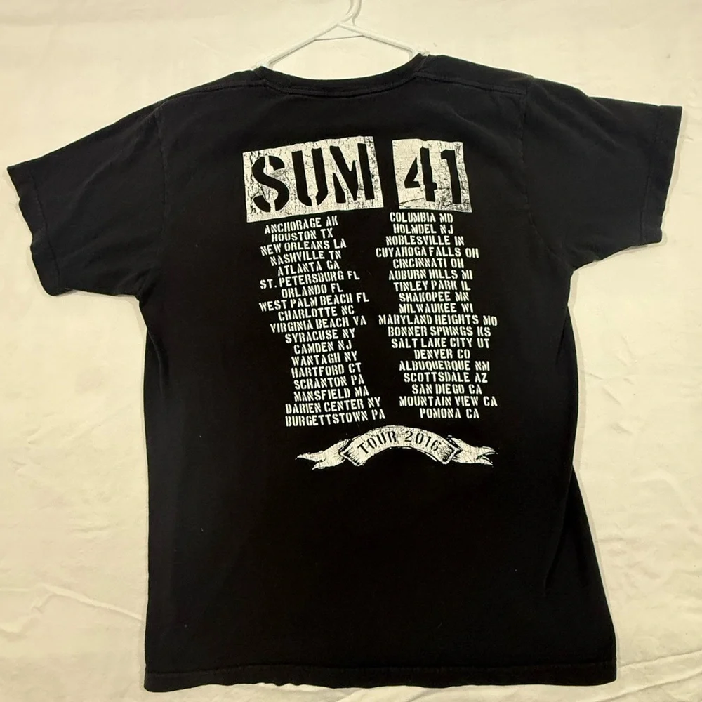 Sum 41 Graphic Band Tour T-Shirt 2016 Skull Print SzMed Tultex - Picture 2 of 6
